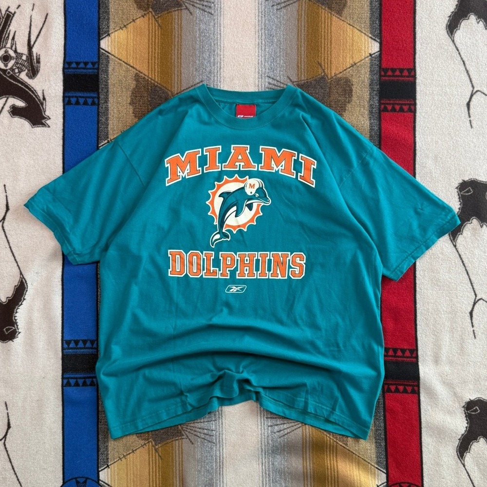 Reebok Miami Dolphins NFL Graphic T-Shirt Mens XL Teal Short Sleeve Football Y2K